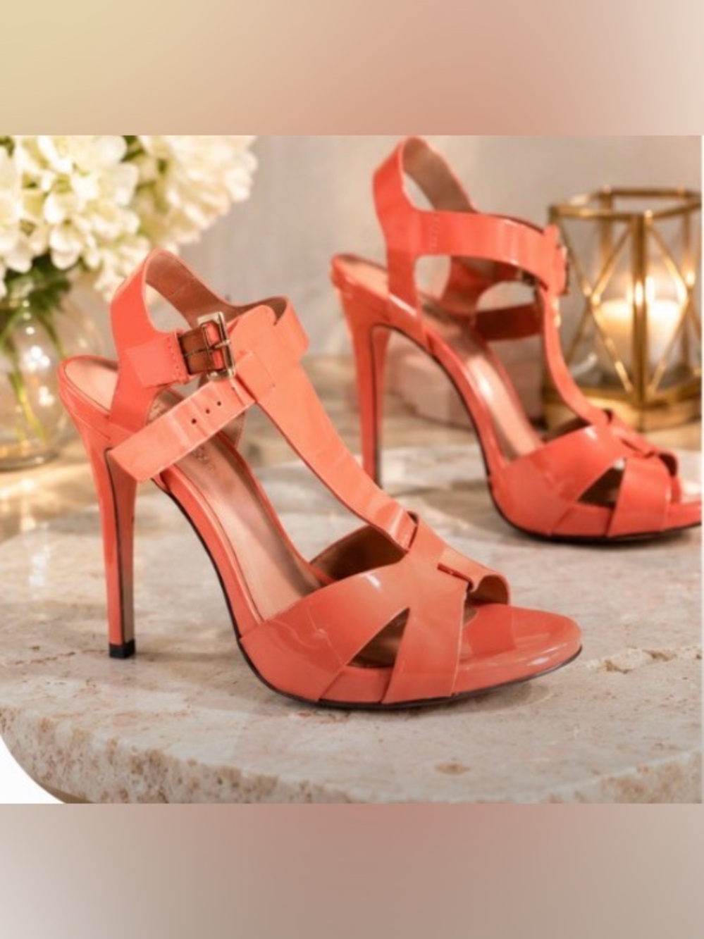 ALDO Vibrant Coral Strappy 5” Heels